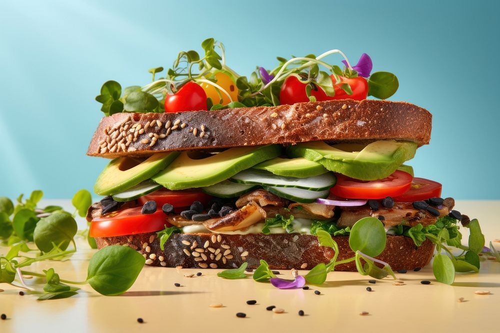 Vegan sandwich vegetable food hamburger.