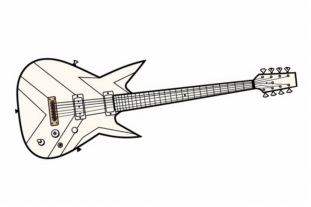 Flying v shape guitar sketch white background creativity.