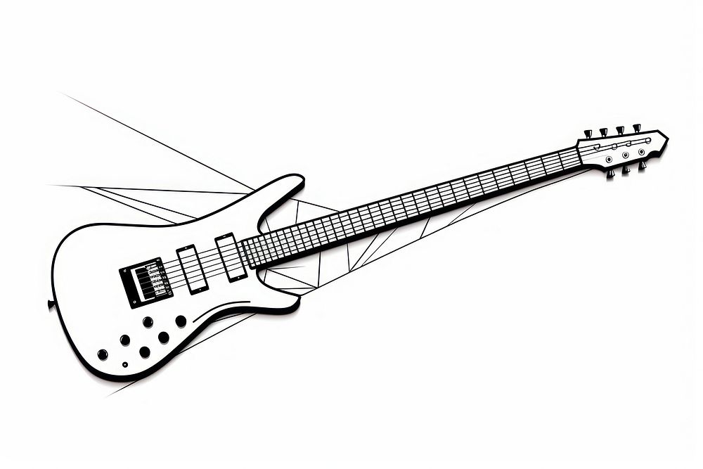 Flying v shape guitar sketch white line.