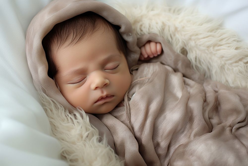 Newborn baby sleeping portrait blanket.