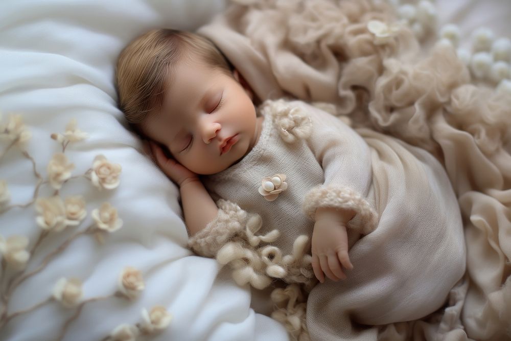 Newborn baby sleeping blanket bed comfortable.