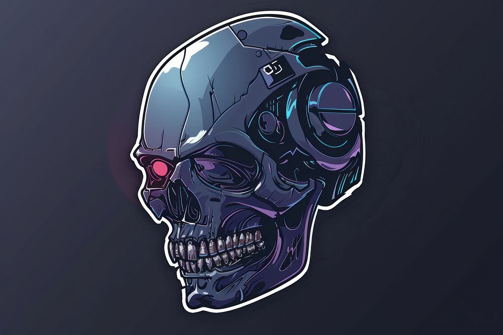 Cyber sticker skull illustrated creativity technology.