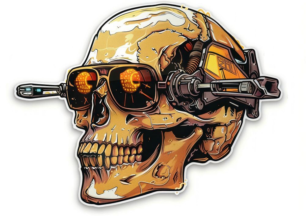 Cyborg sticker skull representation accessories accessory.