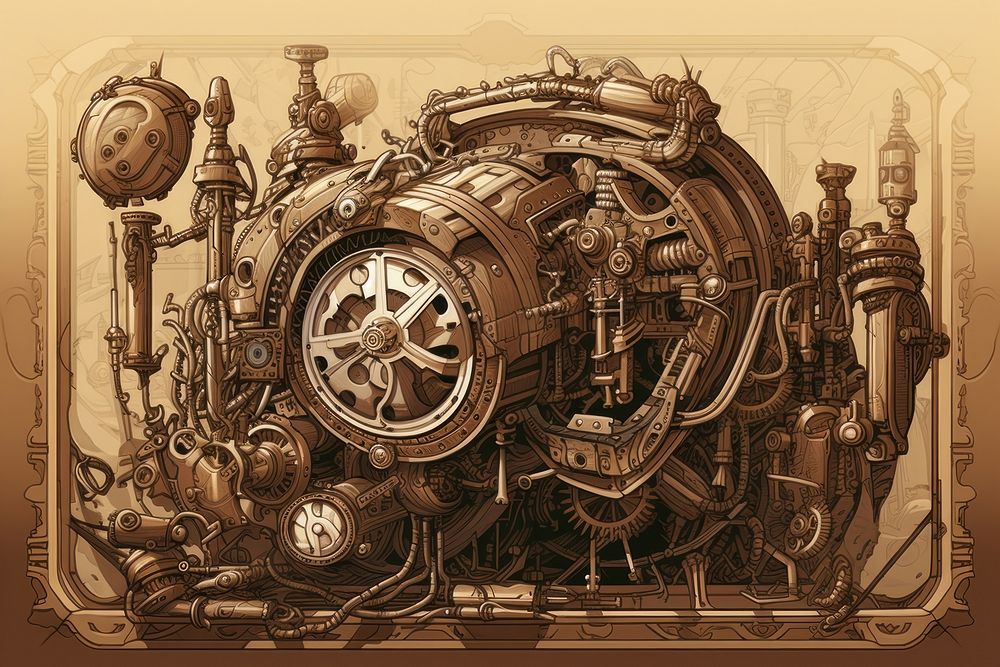 Gadget in a steampunk setting vehicle engine transportation.