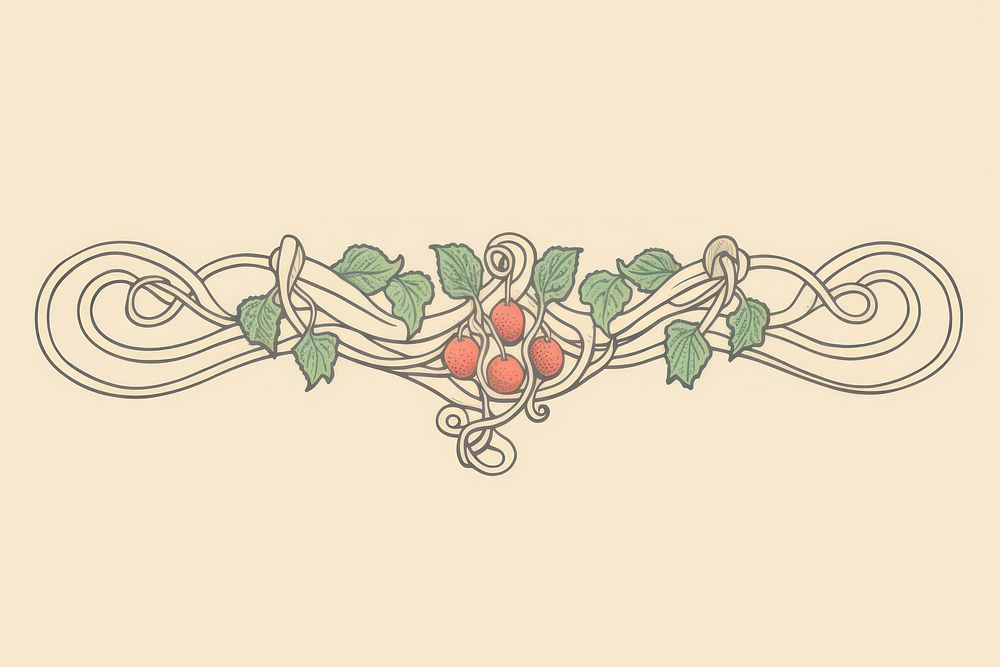 Ornament divider berry pattern drawing sketch.