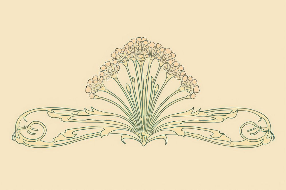 Ornament divider dandelion pattern drawing sketch.