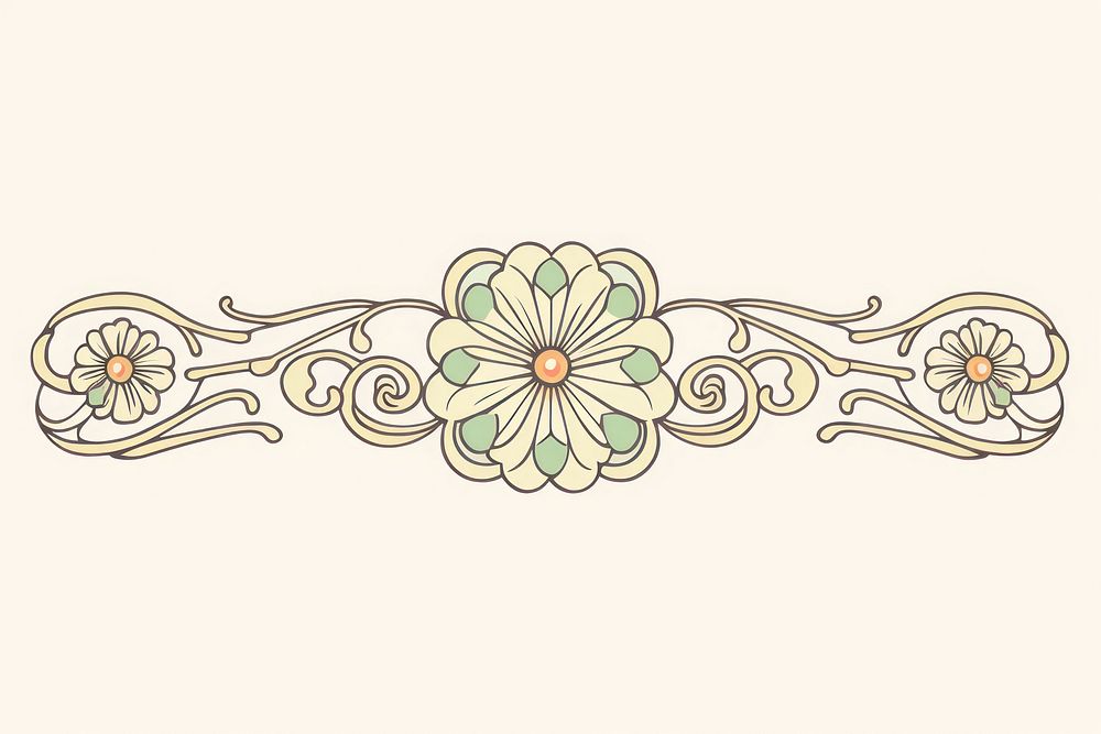 Ornament divider daisy pattern drawing sketch.