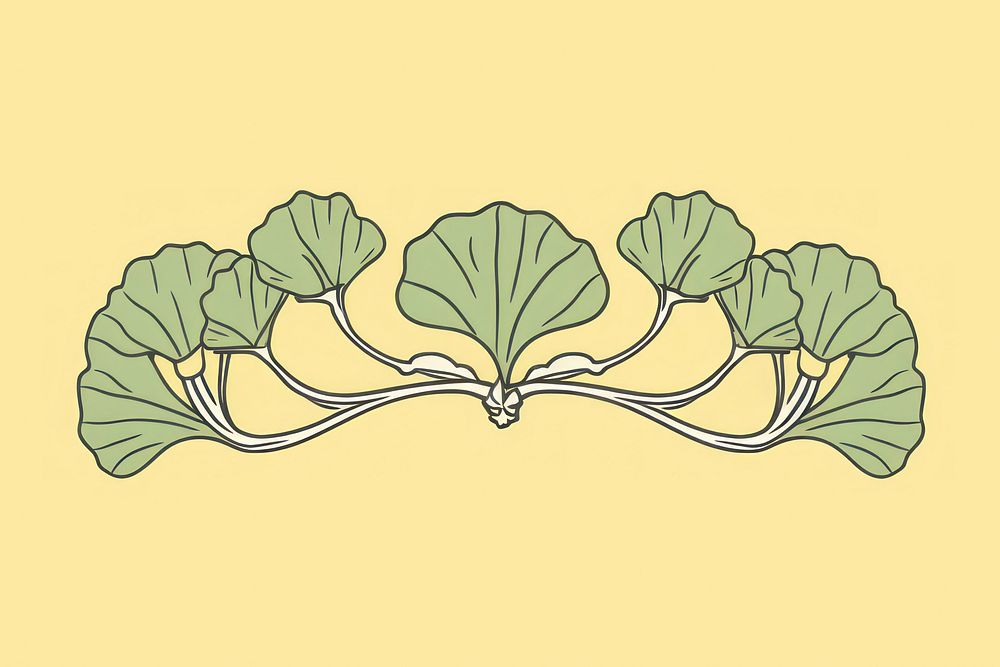 Ornament divider ginkgo sketch leaf art.