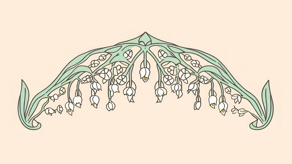 Lily of the valley pattern drawing sketch.