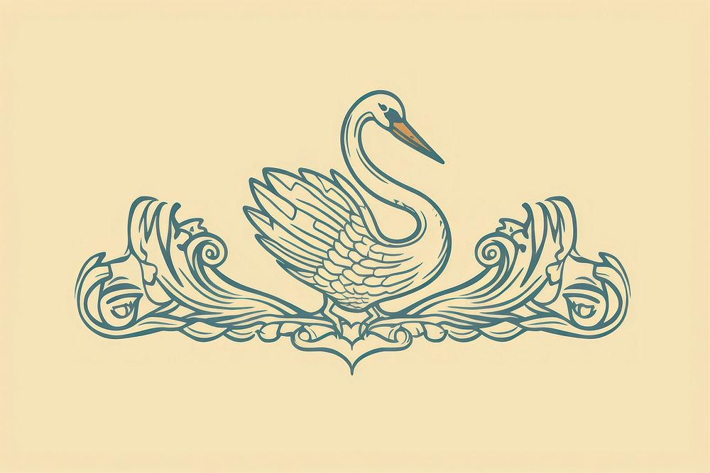 Ornament divider swan animal bird art.