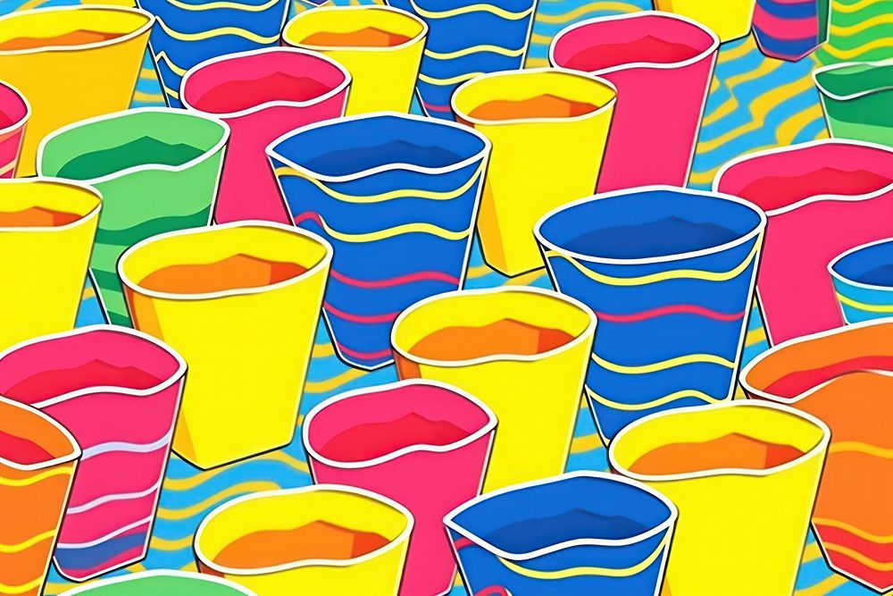 Wave of party cup backgrounds abstract pattern.
