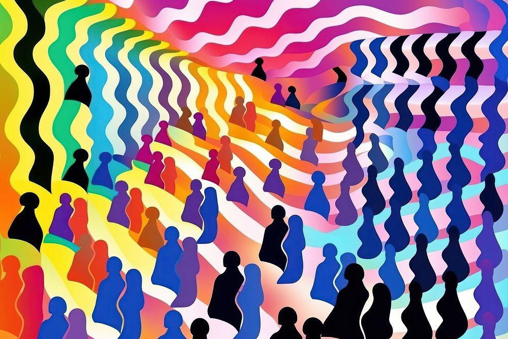 Wave people meeting pattern backgrounds | Free Photo Illustration