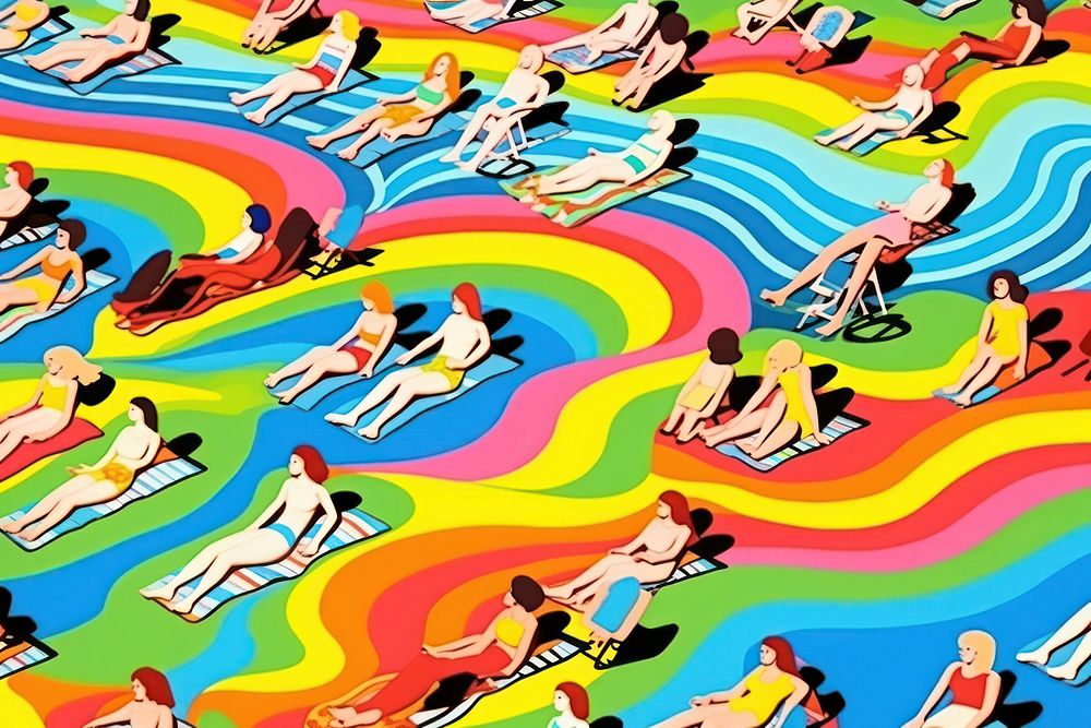 Wave of people sunbath backgrounds pattern adult.