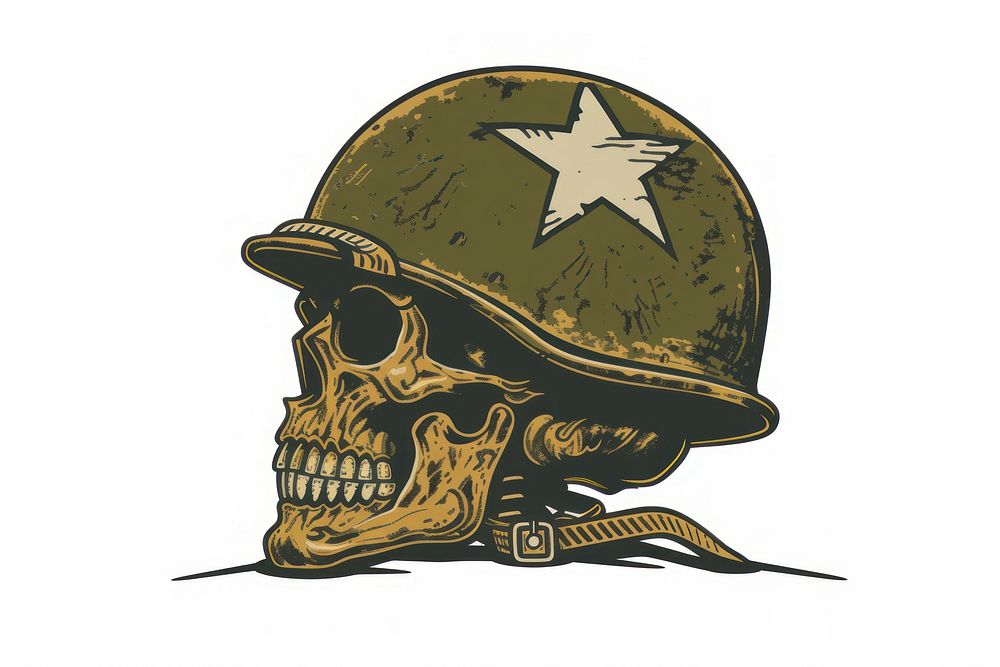 War sticker skull military conflict headwear.
