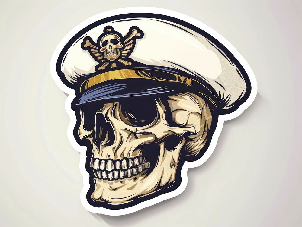 Warship sticker skull representation headwear headgear.