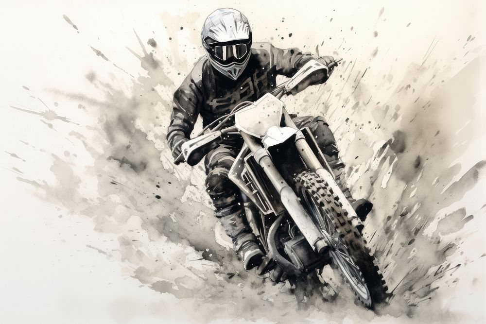 Motorbike motorcycle motocross drawing.