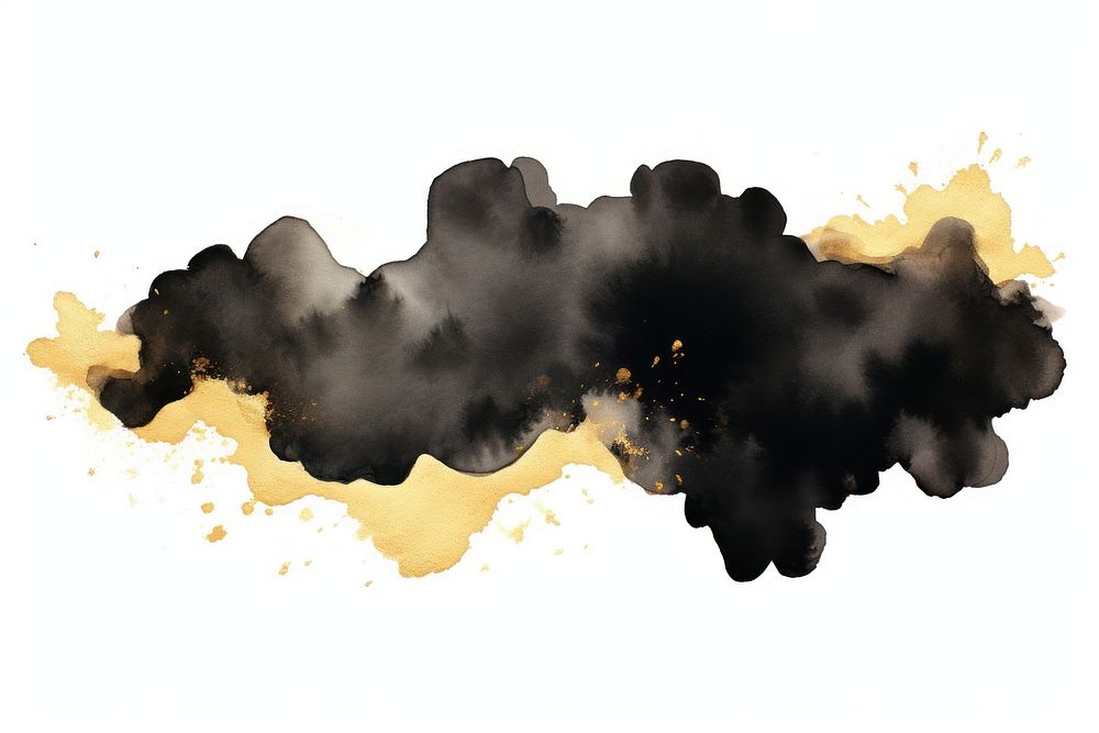 Black color cloud painting ink white background.