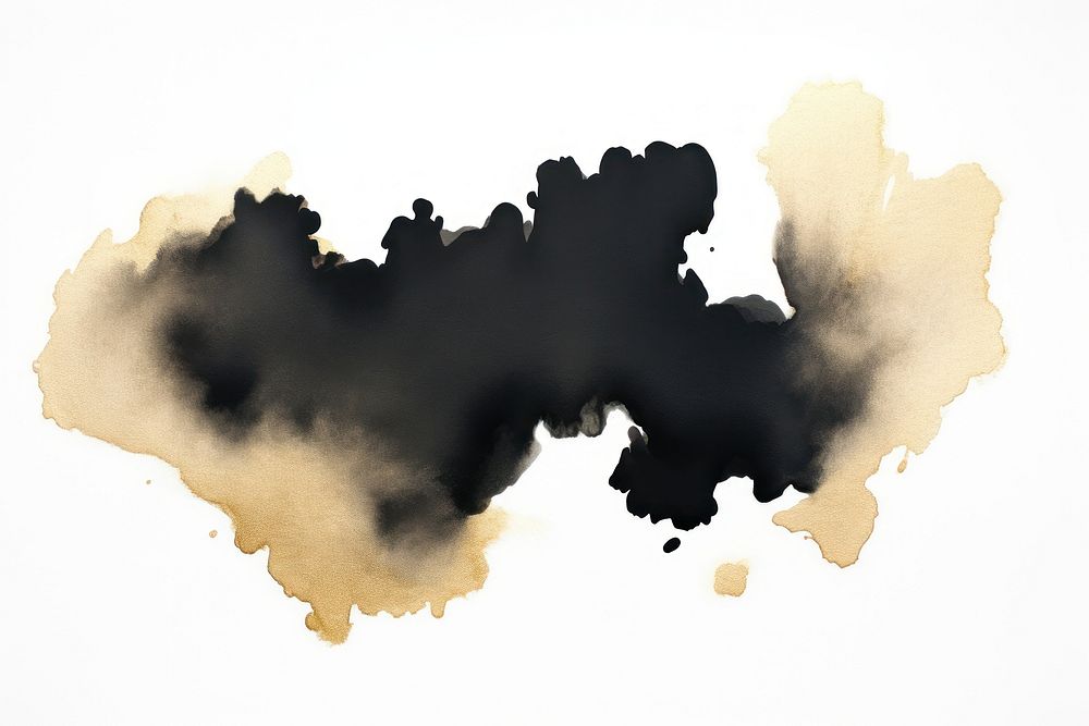 Black color cloud painting ink white background.