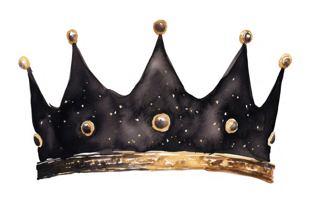 Black color crown gold white background accessories.