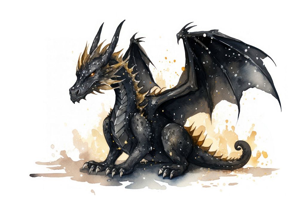 Black color cute dragon animal creativity cartoon.