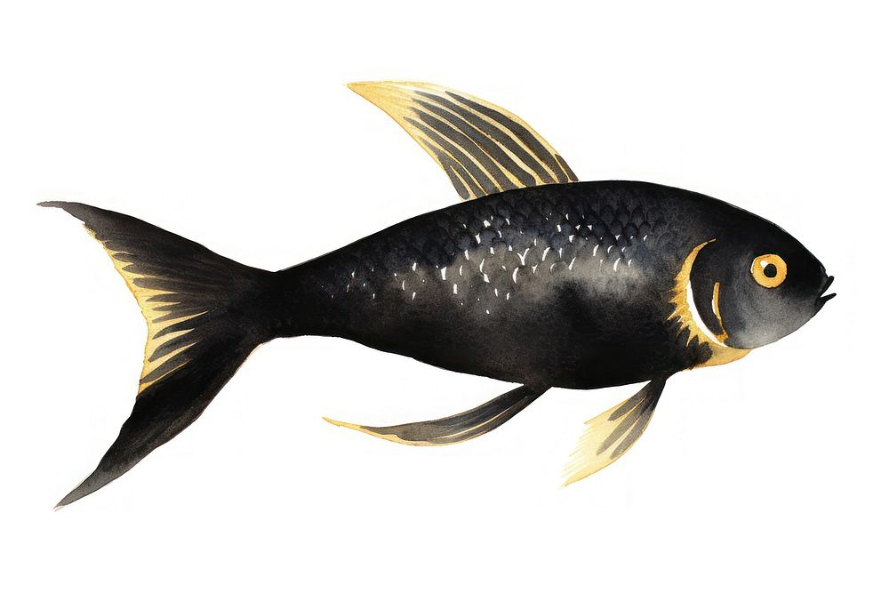 Black color fish animal white background pomacanthidae.