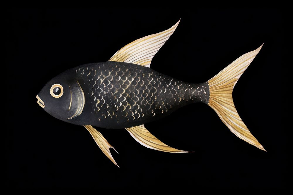 Black color fish animal pomacanthidae underwater.