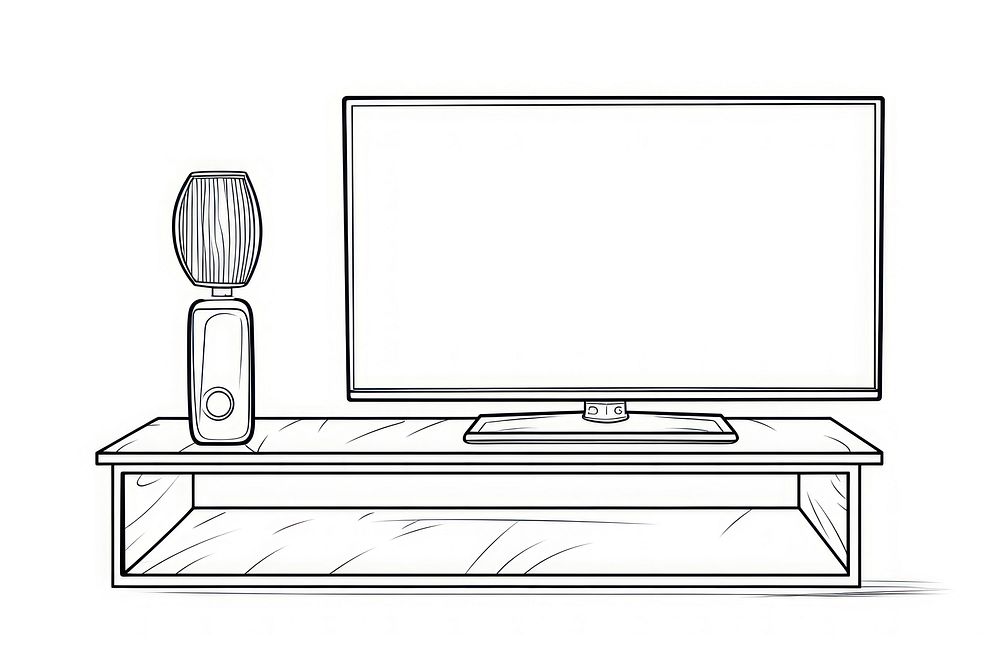 LED TV with remote control furniture sketch table.