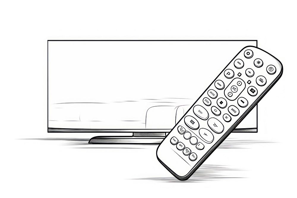 LED TV with remote control sketch electronics technology.