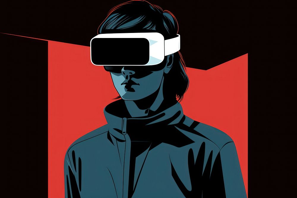 VR headset Line art person black.