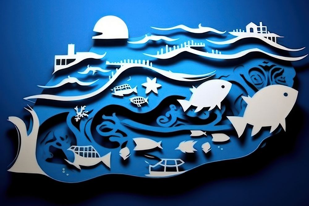 Marine paper art ocean logo sea.