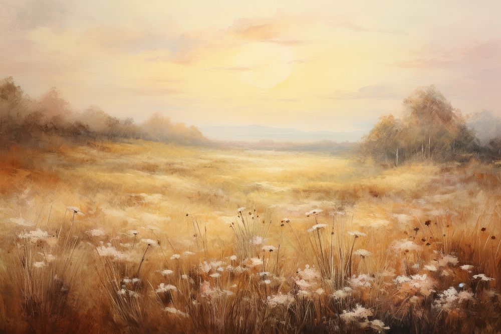 Meadow landscape painting grassland outdoors nature.