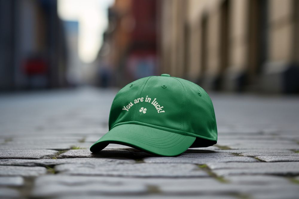 Green baseball cap mockup psd