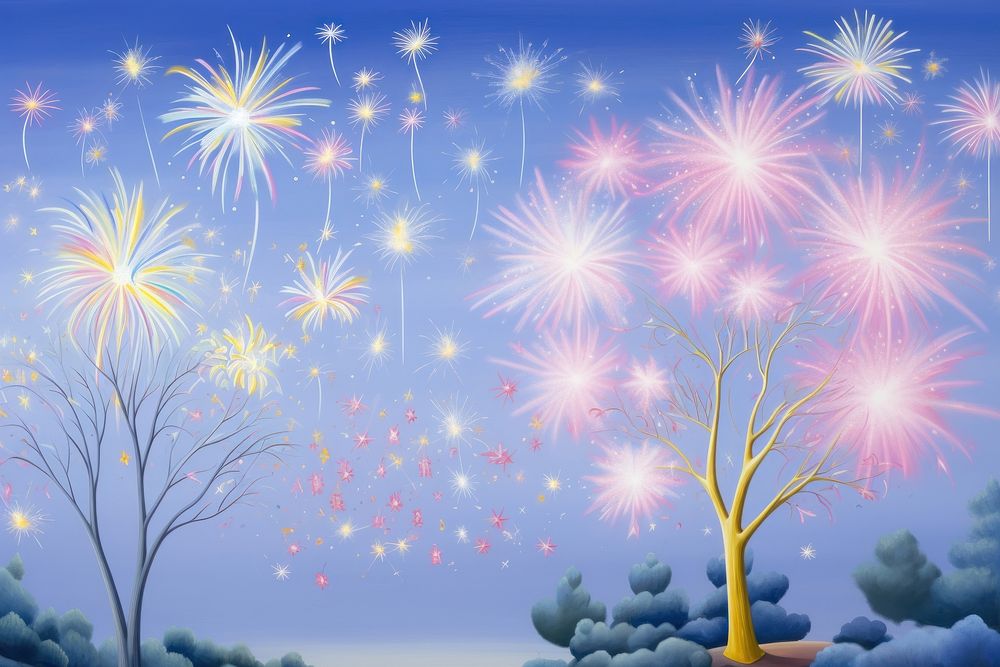 Painting of firework at night fireworks backgrounds outdoors.