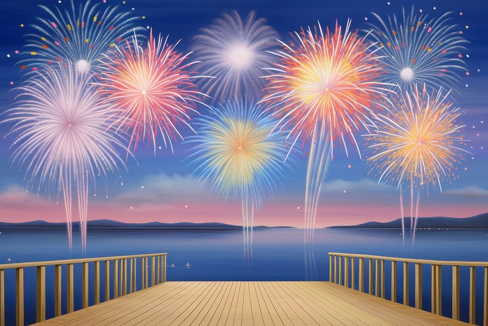 Painting of firework at night fireworks outdoors nature.
