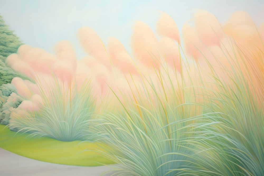Painting of grass in garden backgrounds outdoors nature.
