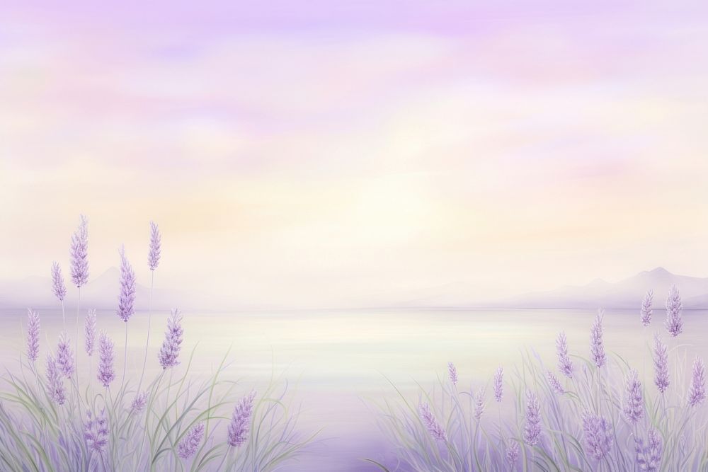 Painting of lavender backgrounds landscape outdoors.