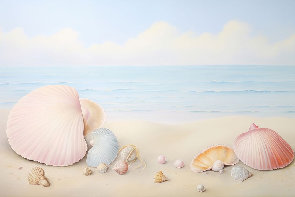 Painting of shell decorate seashell outdoors nature.