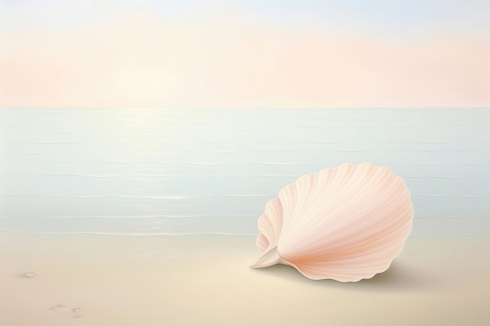 Painting of shell in the sea invertebrate tranquility outdoors.