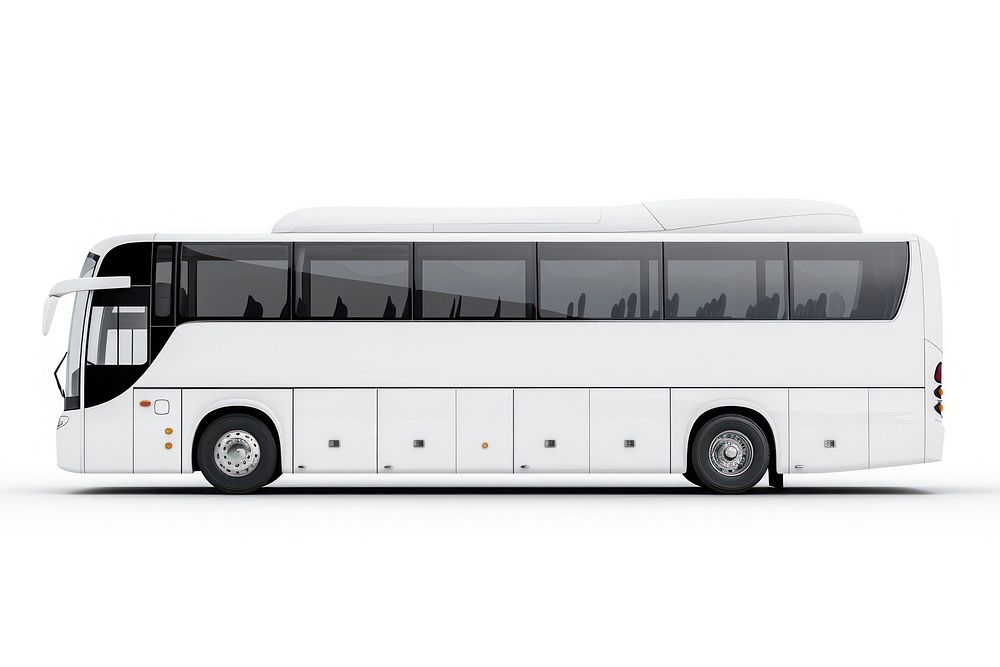 Tour bus vehicle travel white background.