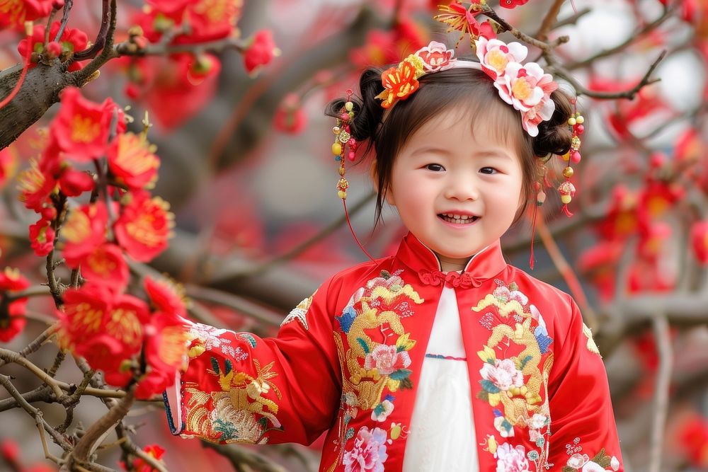 Asian baby girl photography portrait flower.