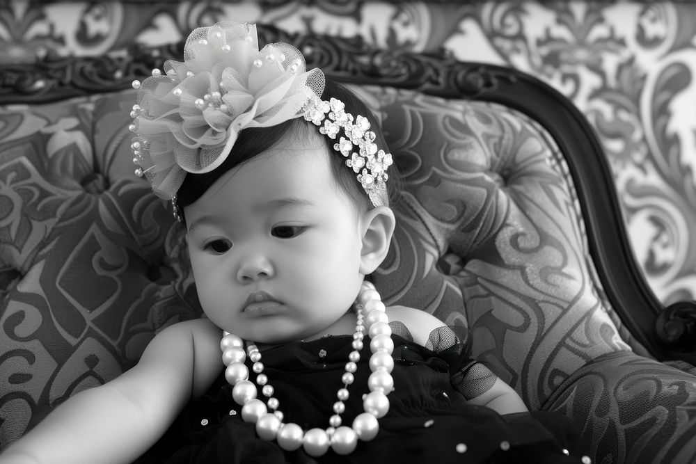 Asian baby girl photography furniture necklace.