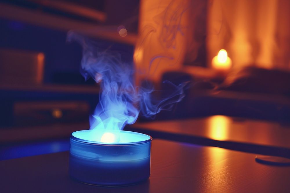Aromatherapy candle smoke fire.