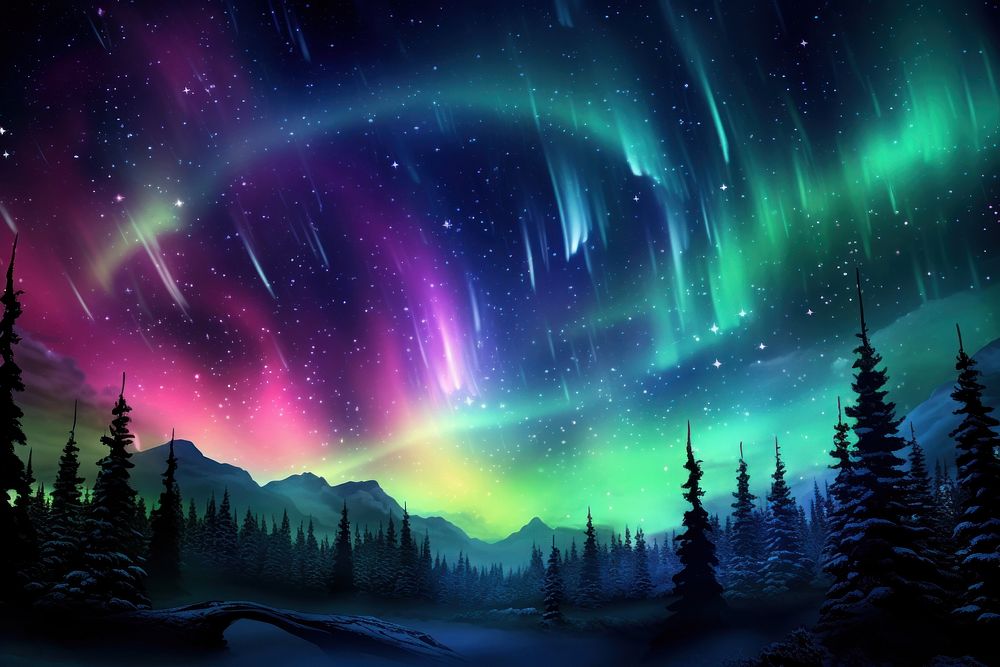 Aurora light on galaxy nature aurora night.