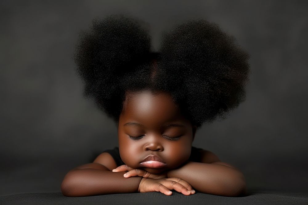 Black baby girl photography portrait hairstyle.
