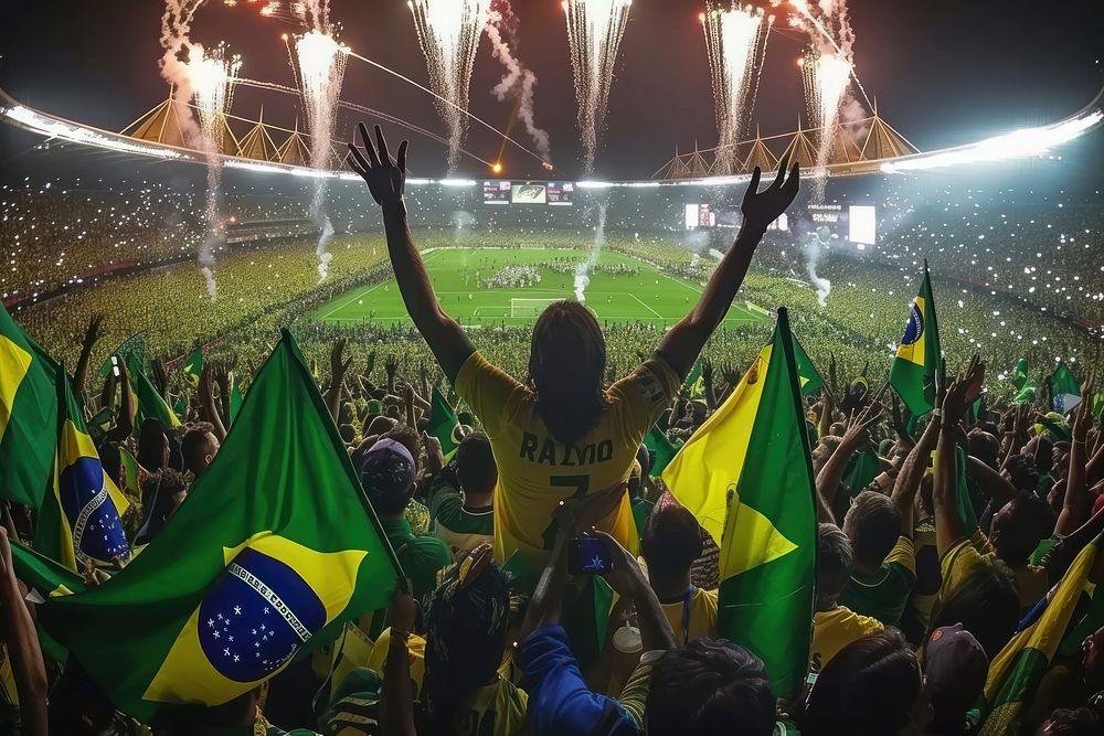Brazil celebrate adult flag illuminated.