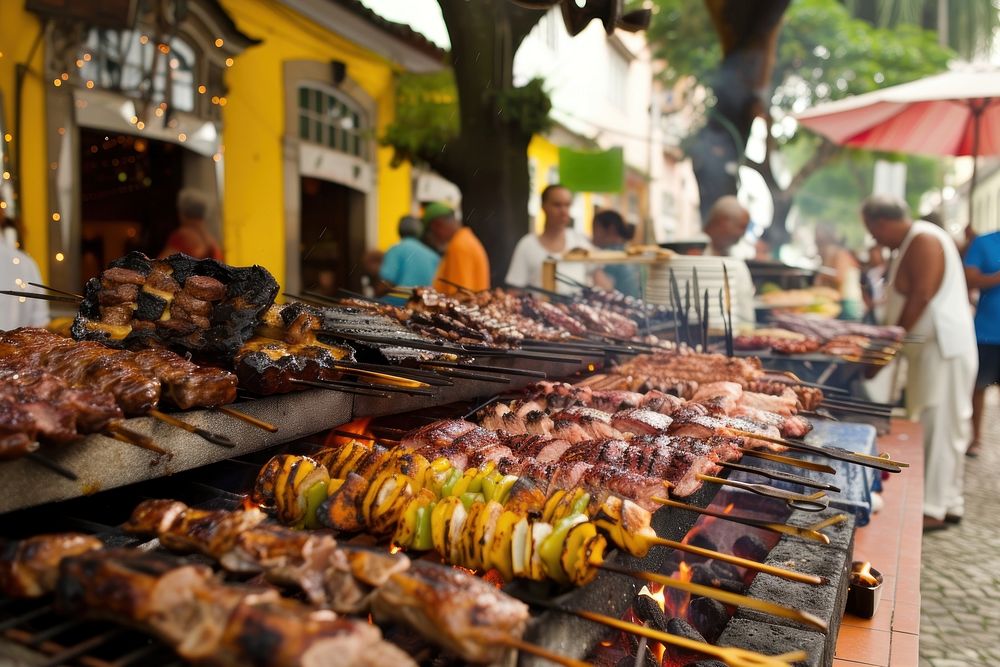Brazil famous food grilling adult architecture.