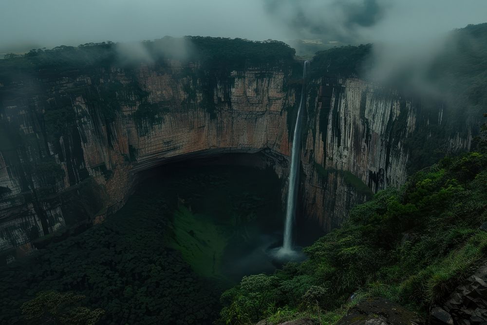 Brazil waterfall mountain outdoors nature.