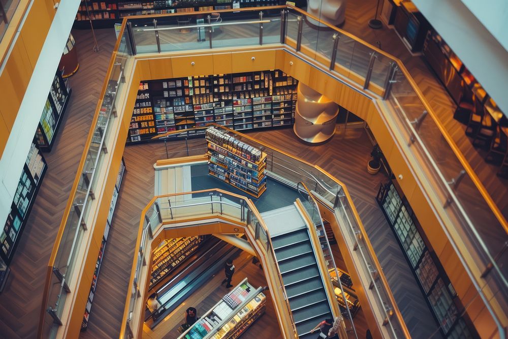 Building architecture staircase library.