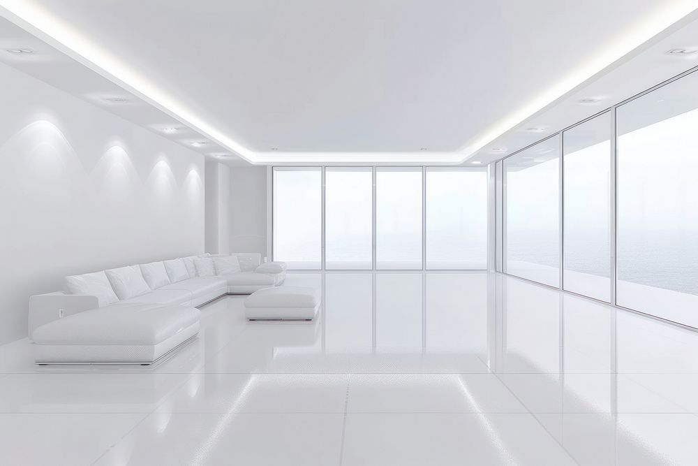 Conceptual white interior design livingroom with layerings architecture furniture building.