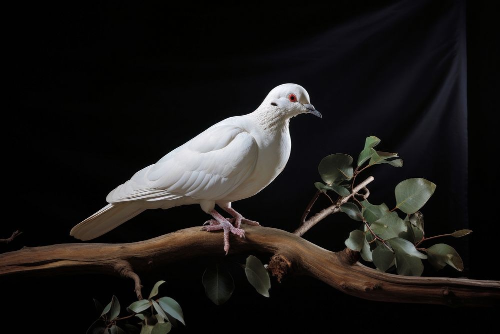 Dove with branch leaves animal bird wildlife.